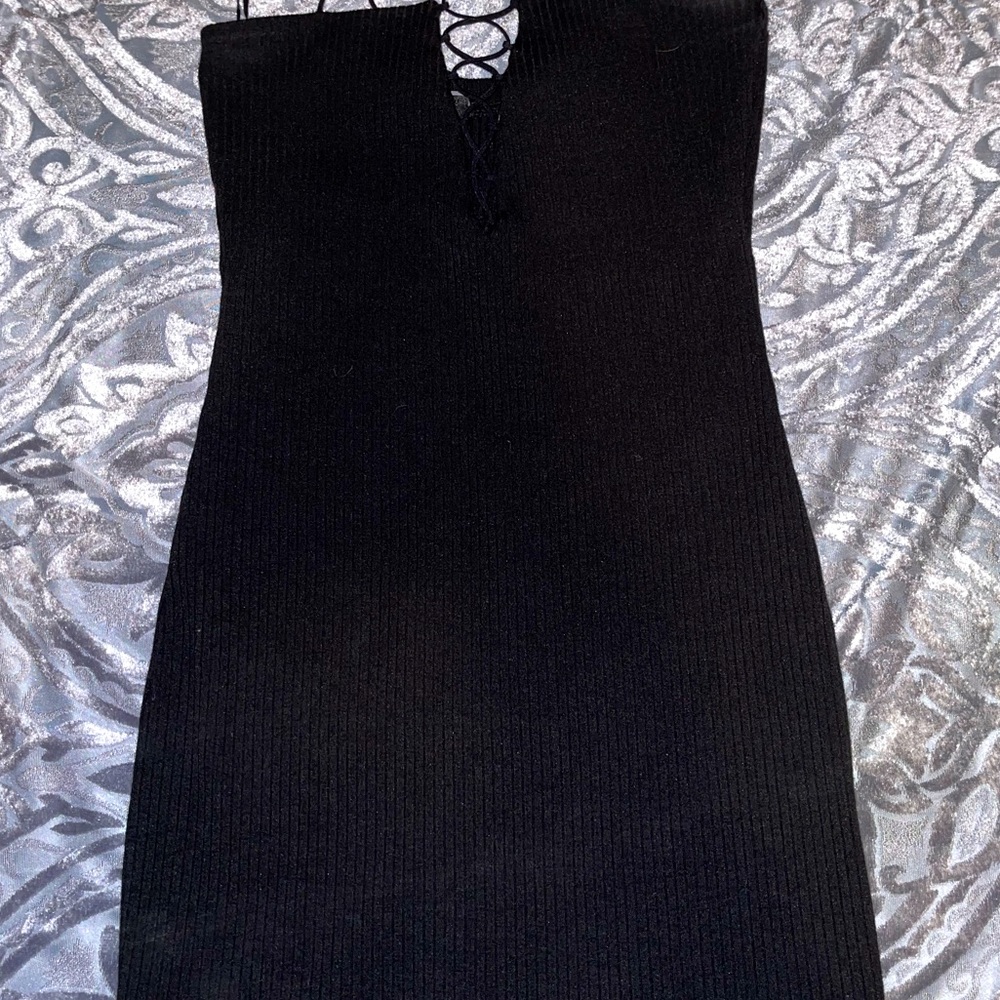 Black dress with cut design in front